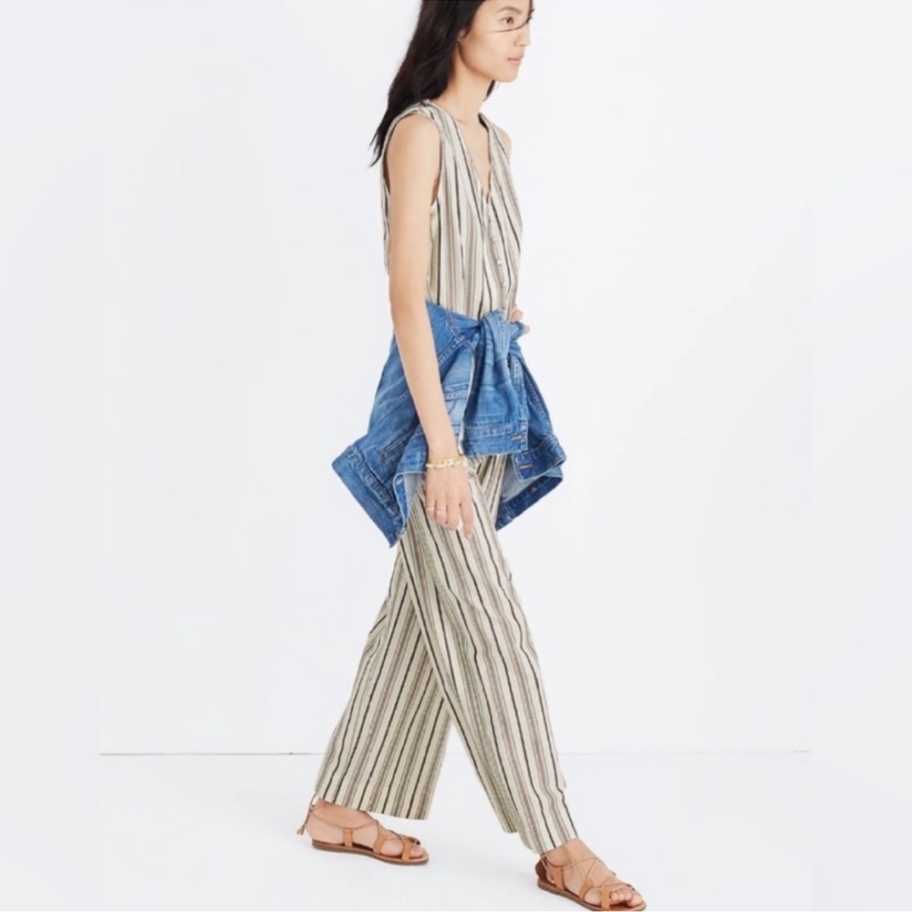 Madewell Striped Button Down Jumpsuit M